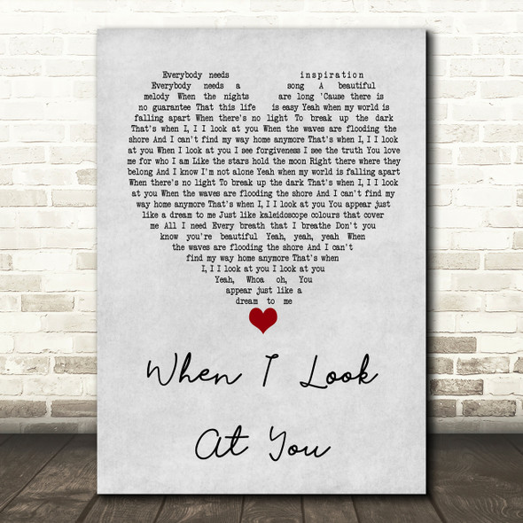 Miley Cyrus When I Look At You Grey Heart Song Lyric Print