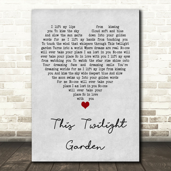 The Cure This Twilight Garden Grey Heart Song Lyric Print