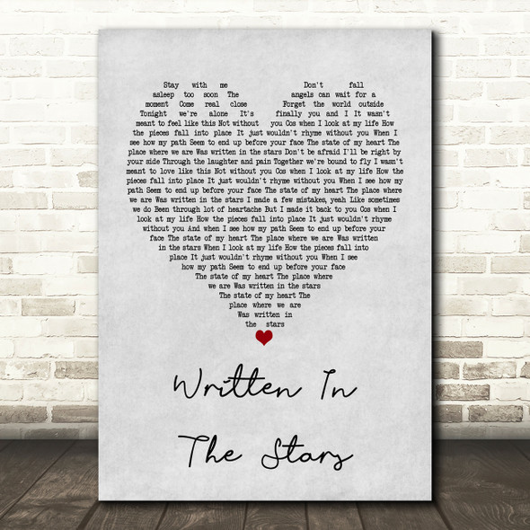 Westlife Written In The Stars Grey Heart Song Lyric Print