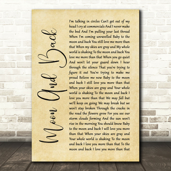 Alice Kristiansen Moon And Back Rustic Script Song Lyric Print