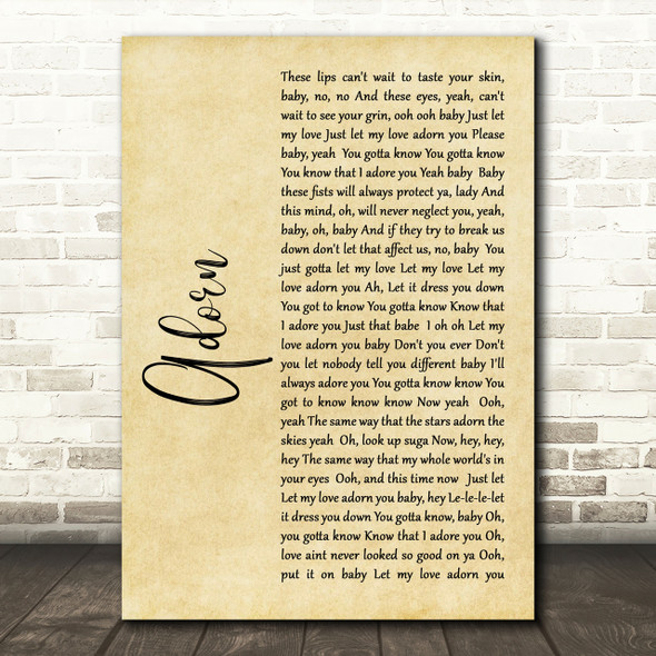 Miguel Adorn Rustic Script Song Lyric Print