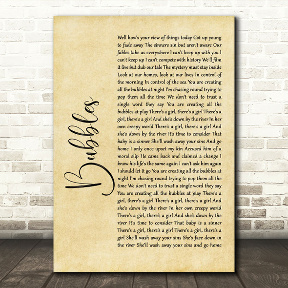 Biffy Clyro Bubbles Rustic Script Song Lyric Print