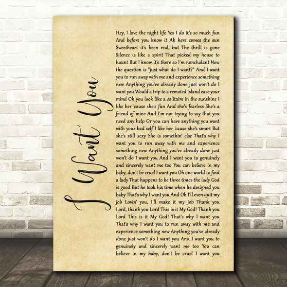 Cee Lo Green I Want You Rustic Script Song Lyric Print