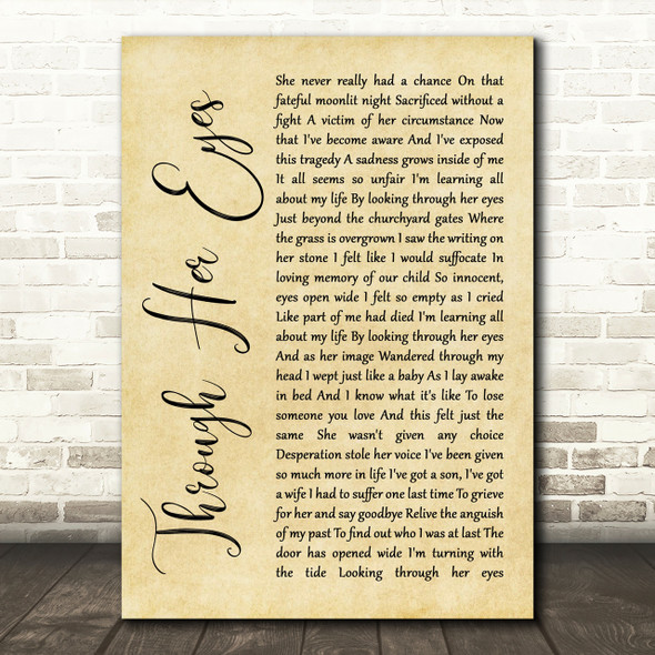 Dream Theater Through Her Eyes Rustic Script Song Lyric Print