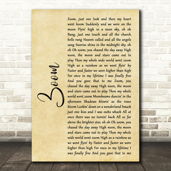 Fat Larry's Band Zoom Rustic Script Song Lyric Print