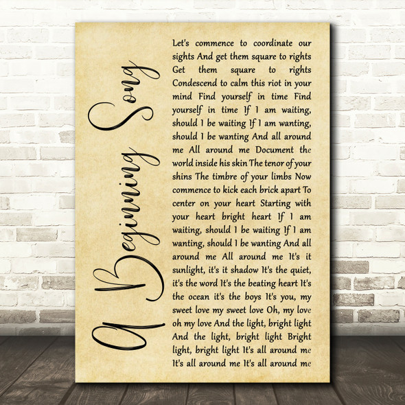The Decemberists A Beginning Song Rustic Script Song Lyric Print