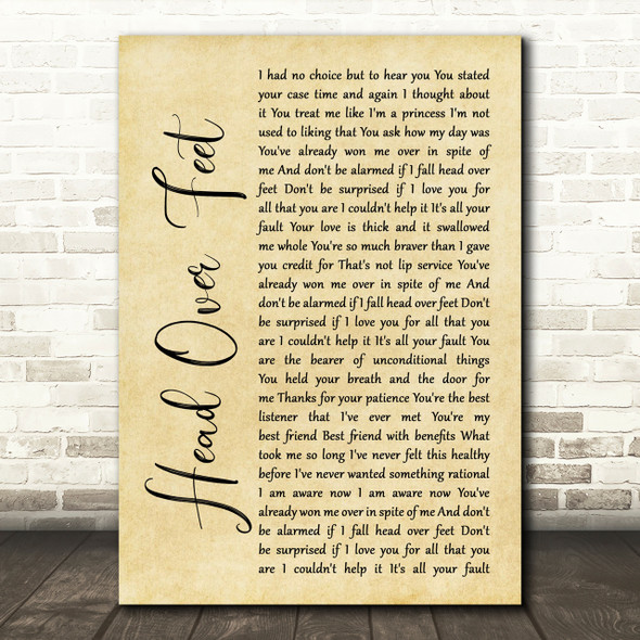 Alanis Morissette Head Over Feet Rustic Script Song Lyric Print