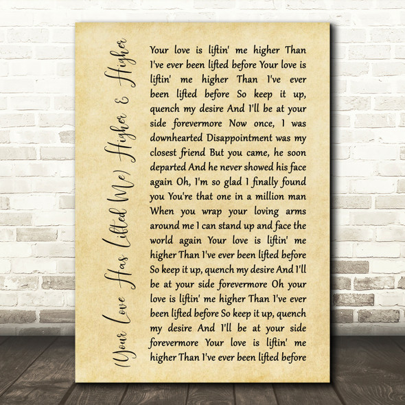 Rita Coolidge Your Love Has Lifted MeHigher & Higher Rustic Script Song Print