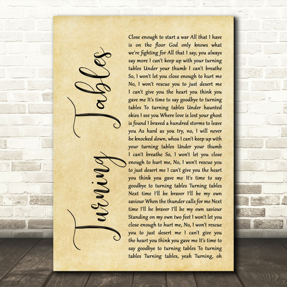 Adele Turning Tables Rustic Script Song Lyric Print