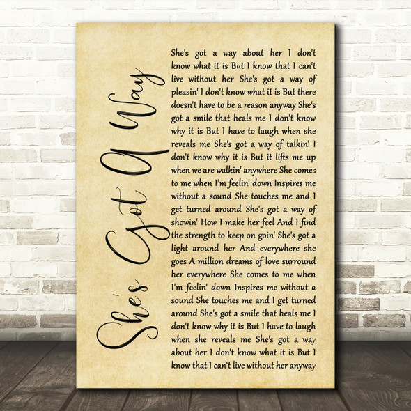 Billy Joel She's Got A Way Rustic Script Song Lyric Print