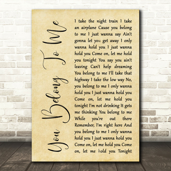 Bryan Adams You Belong To Me Rustic Script Song Lyric Print