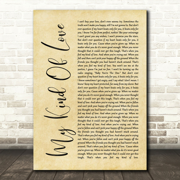 Emeli Sandé My Kind Of Love Rustic Script Song Lyric Print