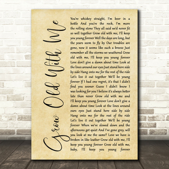 Sunny Sweeney Grow Old With Me Rustic Script Song Lyric Print