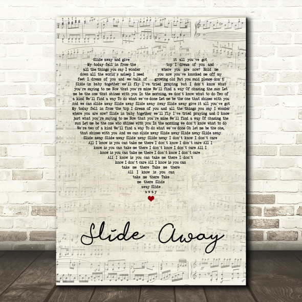 Oasis Slide Away Script Heart Song Lyric Print