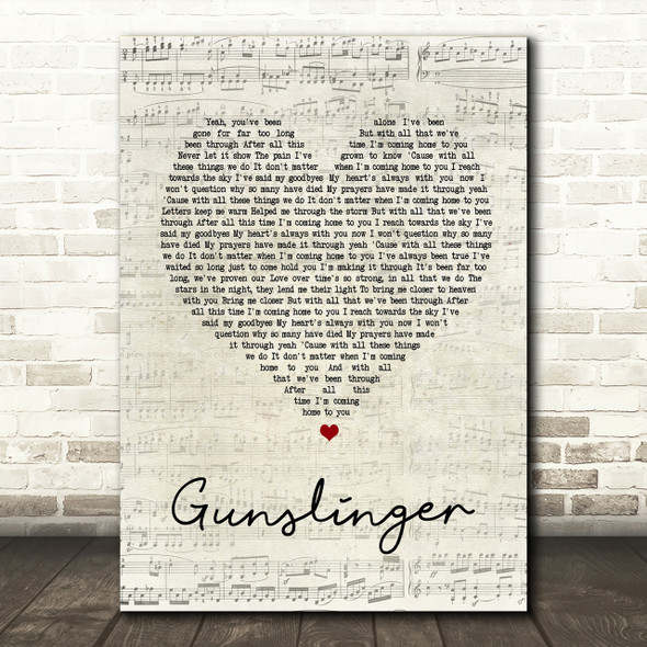Avenged Sevenfold Gunslinger Script Heart Song Lyric Print