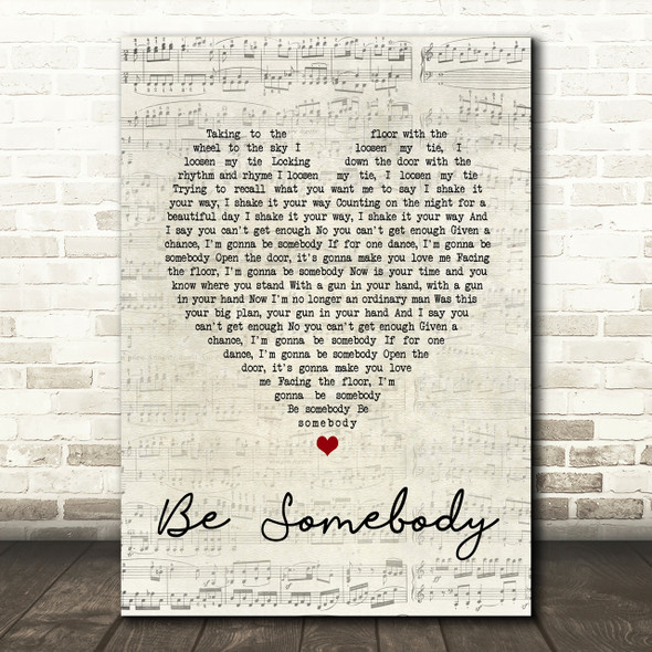 Kings Of Leon Be Somebody Script Heart Song Lyric Print