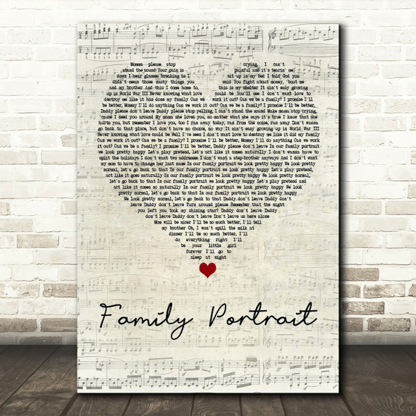 Pink Family Portrait Script Heart Song Lyric Print