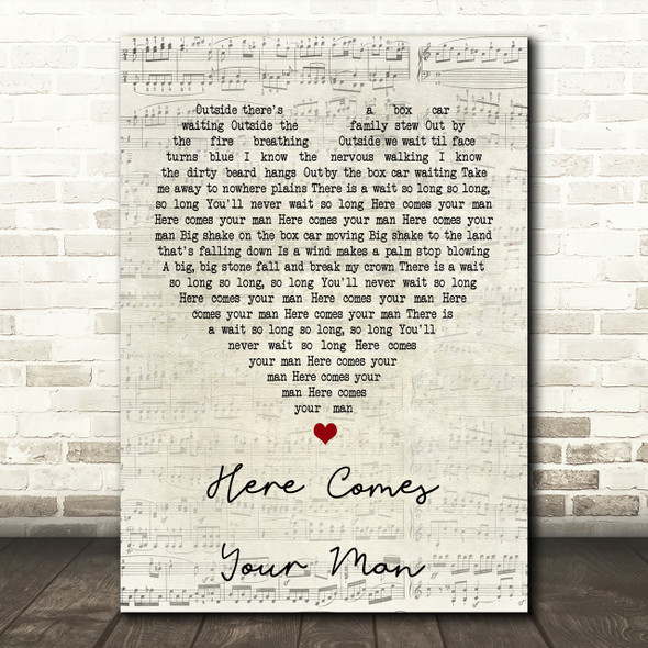 Pixies Here Comes Your Man Script Heart Song Lyric Print