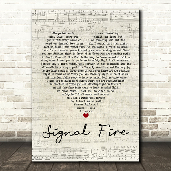 Snow Patrol Signal Fire Script Heart Song Lyric Print