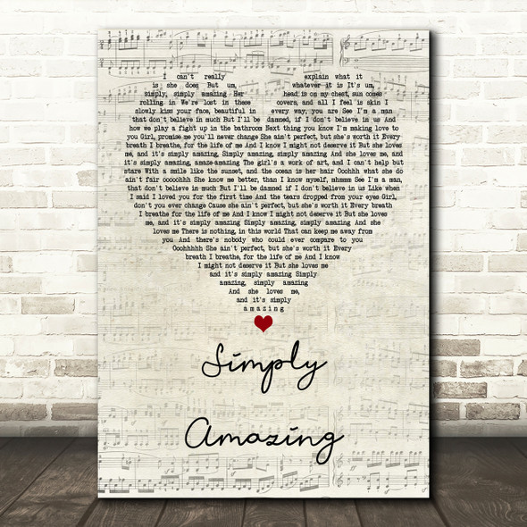 Trey Songz Simply Amazing Script Heart Song Lyric Print