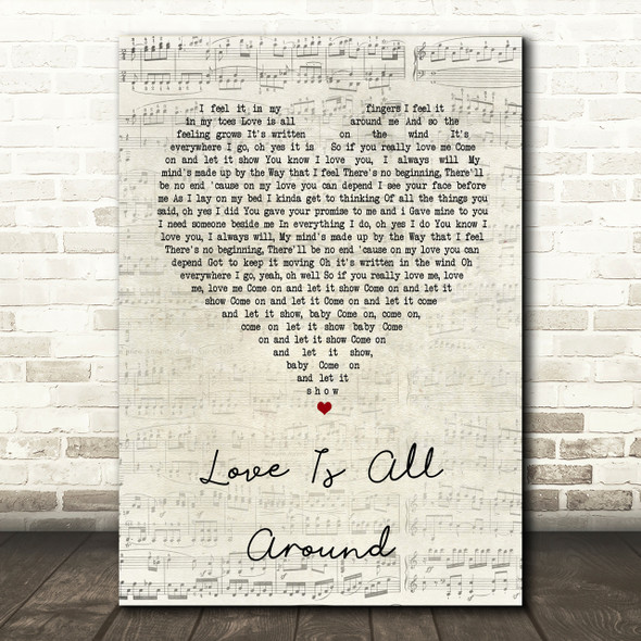 Wet Wet Wet Love Is All Around Script Heart Song Lyric Print