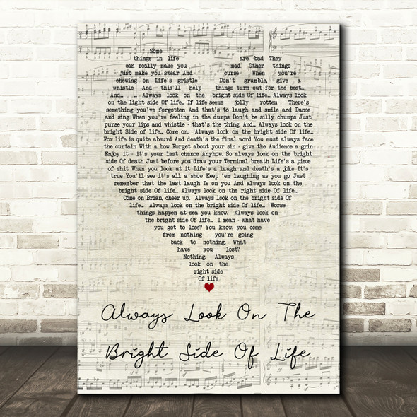 Always Look On The Bright Side Of Life Monty Python Script Heart Song Print