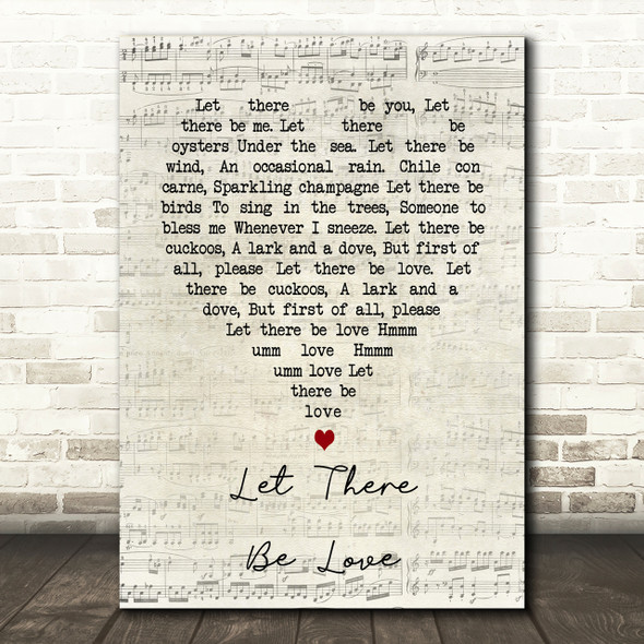 Let There Be Love Nat King Cole Script Heart Song Lyric Print