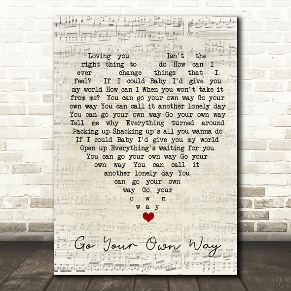 Go Your Own Way Fleetwood Mac Script Heart Song Lyric Print