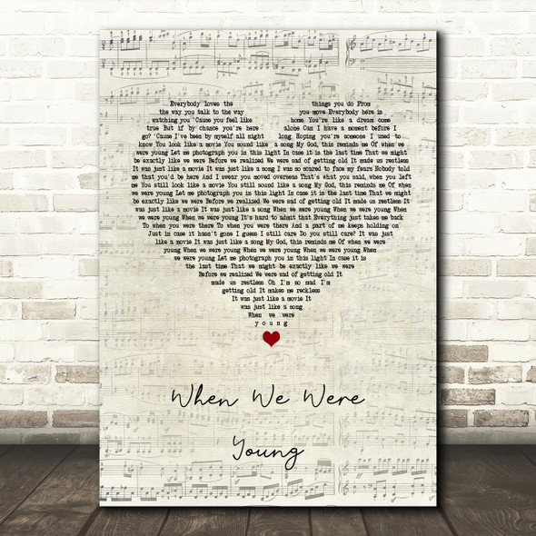 Adele When We Were Young Script Heart Song Lyric Print