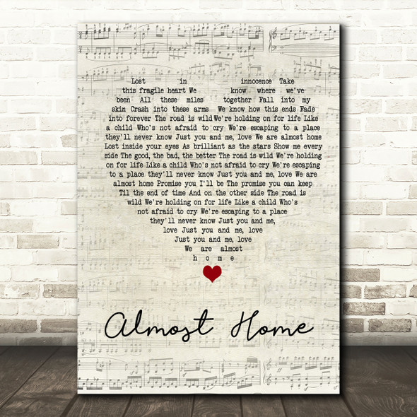 Alex & Sierra Almost Home Script Heart Song Lyric Print