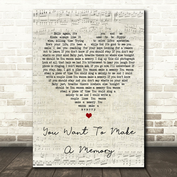 Bon Jovi You Want To Make A Memory Script Heart Song Lyric Print