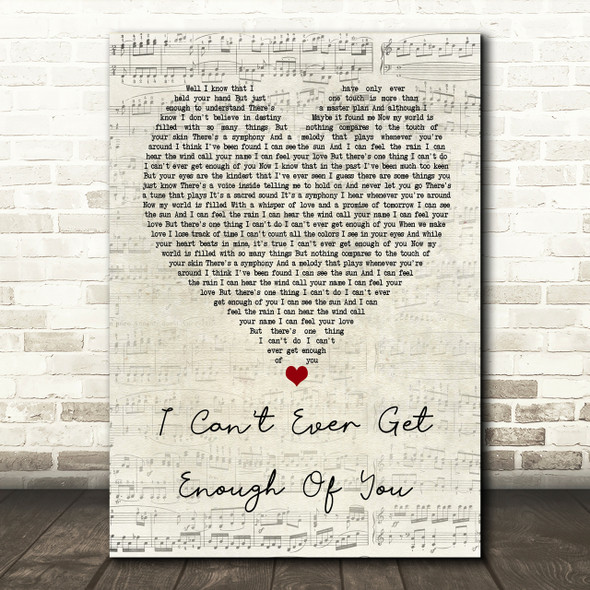 Darren Hayes I Can't Ever Get Enough Of You Script Heart Song Lyric Print
