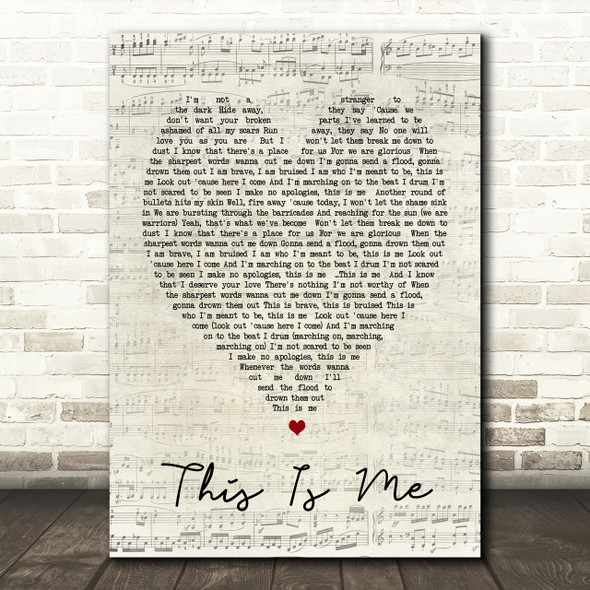 This Is Me The Greatest Showman Script Heart Song Lyric Print