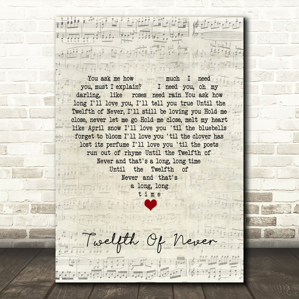 Donny Osmond Twelfth Of Never Script Heart Song Lyric Print