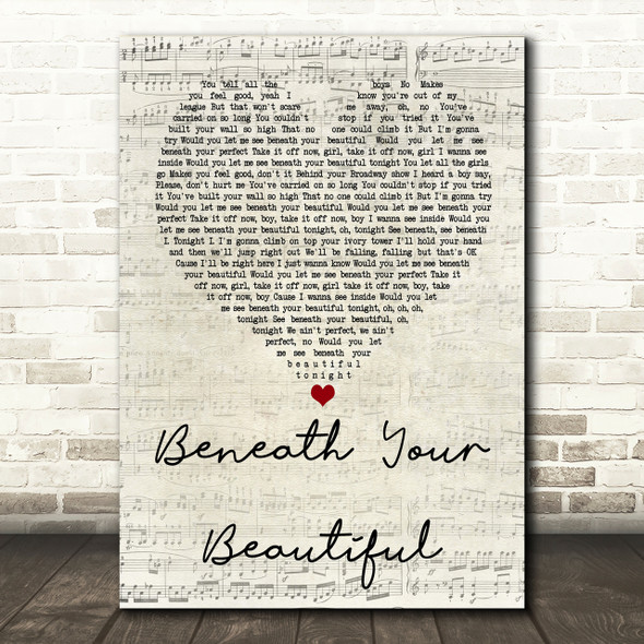 Labrinth Beneath Your Beautiful Script Heart Song Lyric Print