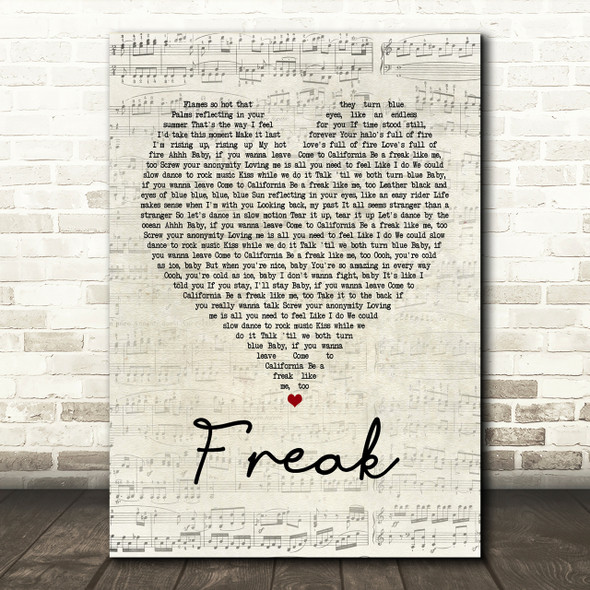 Lana Del Rey Freak Script Heart Song Lyric Print