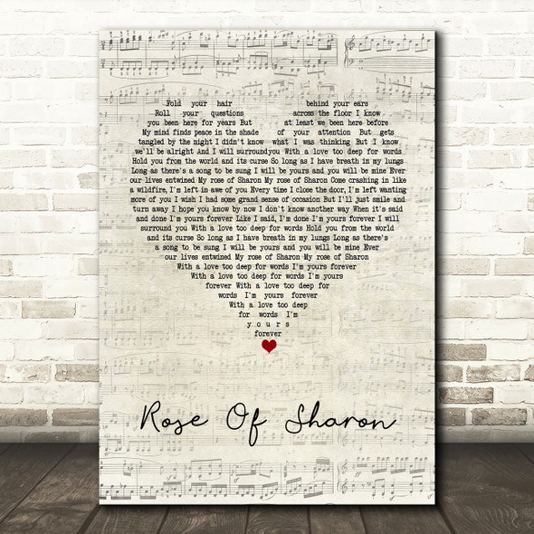 Mumford & Sons Rose Of Sharon Script Heart Song Lyric Print