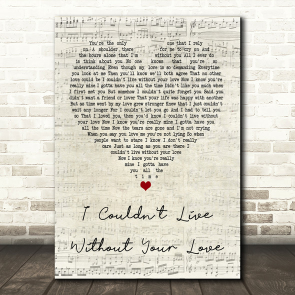 Petula Clark I Couldn't Live Without Your Love Script Heart Song Lyric Print