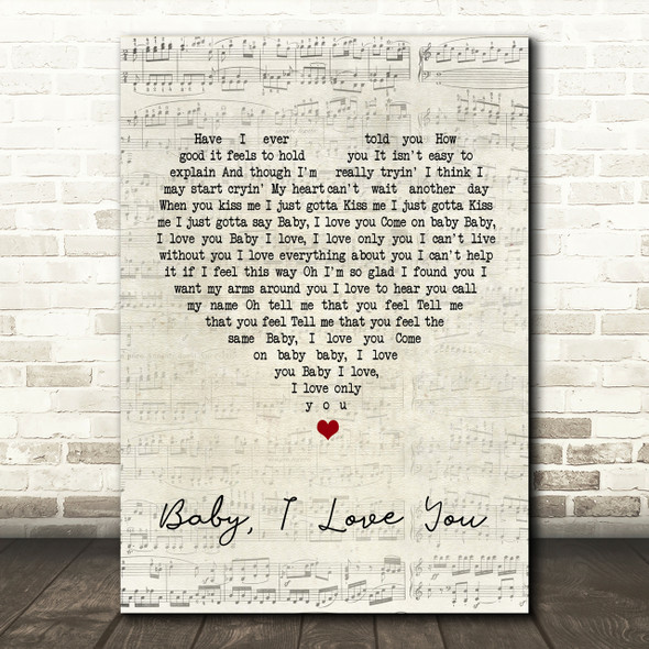 Ramones Baby I Love You Script Heart Song Lyric Print