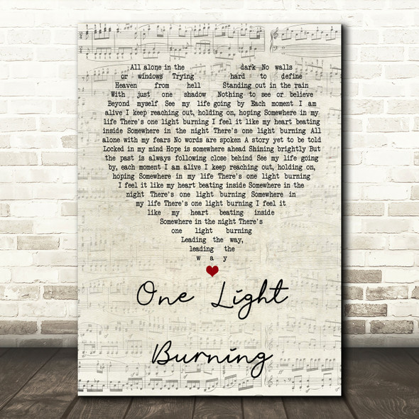 Richie Sambora One Light Burning Script Heart Song Lyric Print
