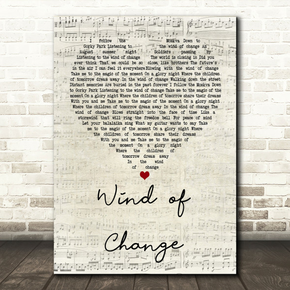 Scorpions Wind of Change Script Heart Song Lyric Print