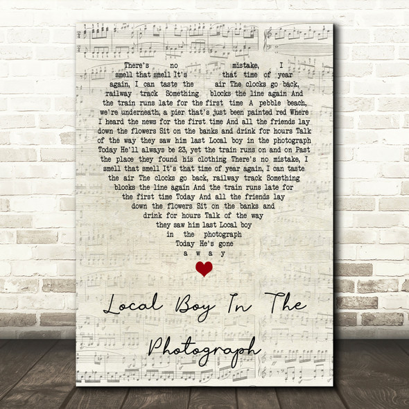 Stereophonics Local Boy In The Photograph Script Heart Song Lyric Print