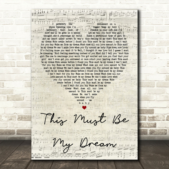 The 1975 This Must Be My Dream Script Heart Song Lyric Print