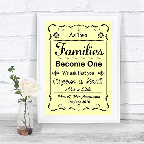 Yellow As Families Become One Seating Plan Personalized Wedding Sign