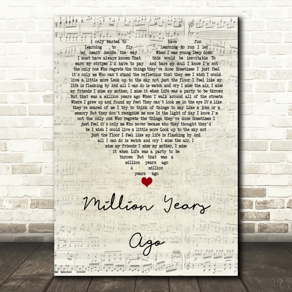 Adele Million Years Ago Script Heart Song Lyric Print