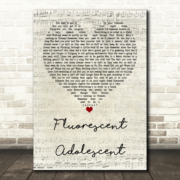 Arctic Monkeys Fluorescent Adolescent Script Heart Song Lyric Print