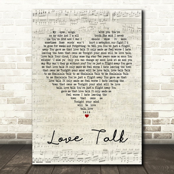 Blossoms Love Talk Script Heart Song Lyric Print