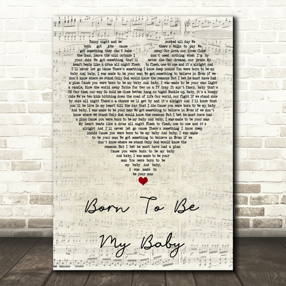 Bon Jovi Born To Be My Baby Script Heart Song Lyric Print