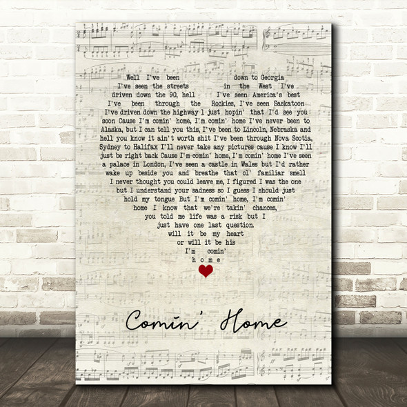 City And Colour Comin' Home Script Heart Song Lyric Print
