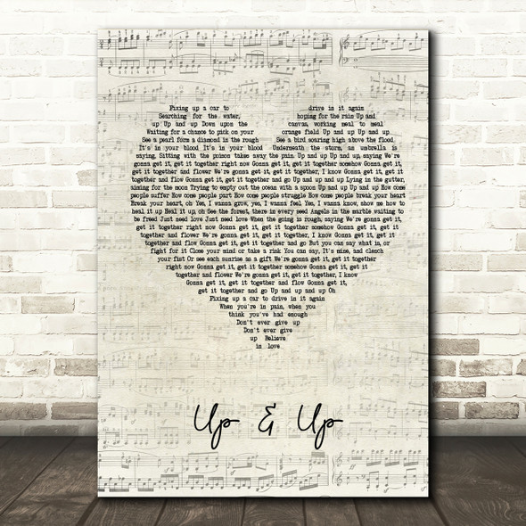 Coldplay Up&Up Script Heart Song Lyric Print